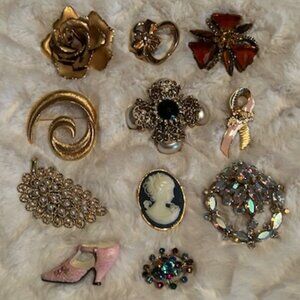 11 Vintage Brooches